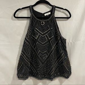 Parker Beaded Black Top Sz XS